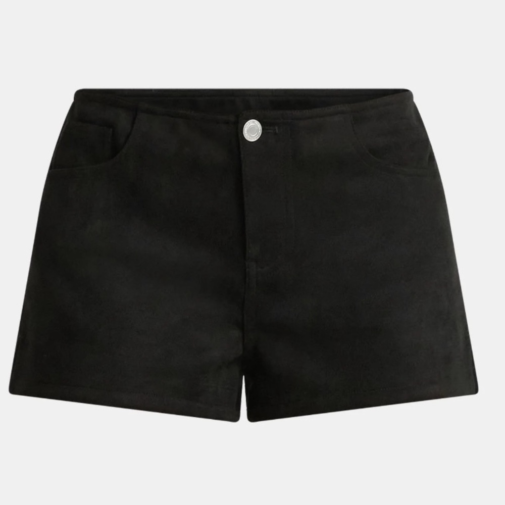 No Boundaries Faux Suede Low-Rise Hot Shorts